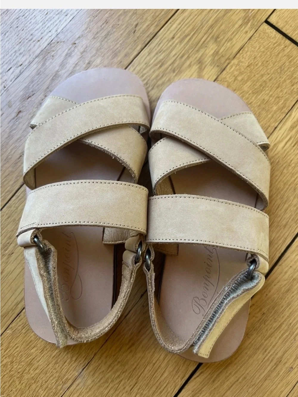Bonpoint Girls Tan Beige Genuine Leather Sandals Size 12 US, 29 EU NWOB